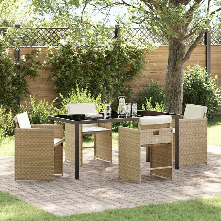 Have Spisebordssæt med pude 5 pcs Beige polyrattan