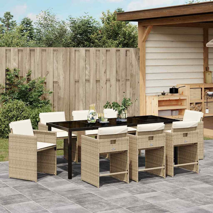Have Spisebordssæt med pude 9 pcs Beige polyrattan
