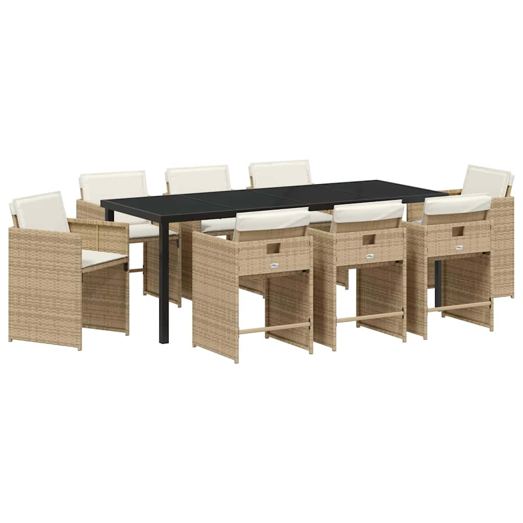 Have Spisebordssæt med pude 9 pcs Beige polyrattan