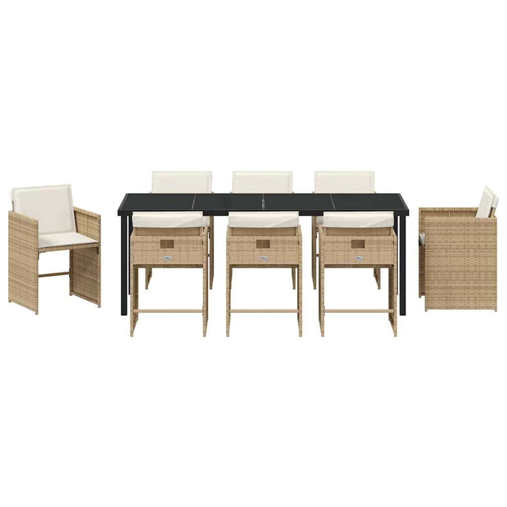 Have Spisebordssæt med pude 9 pcs Beige polyrattan