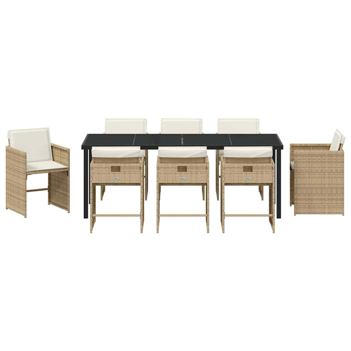 Have Spisebordssæt med pude 9 pcs Beige polyrattan