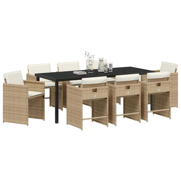Have Spisebordssæt med pude 9 pcs Beige polyrattan