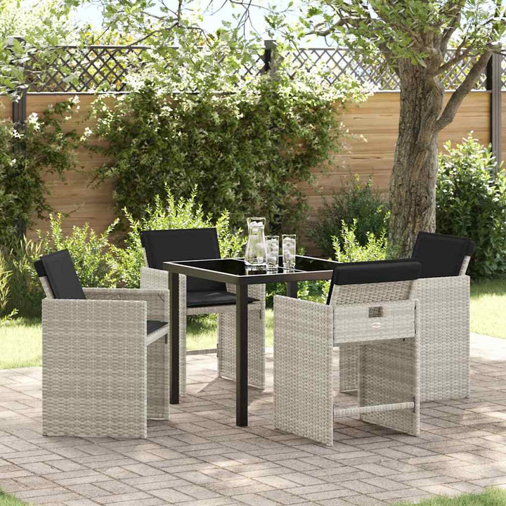 Have Spisebordssæt med pude 5 pcs Lysegrå polyrattan