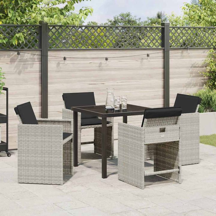 Have Spisebordssæt med pude 5 pcs Lysegrå polyrattan