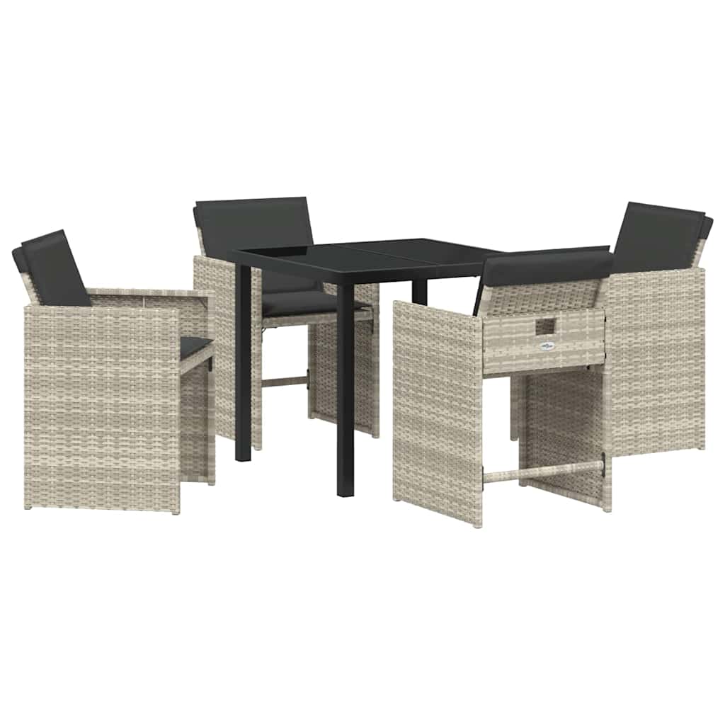 Have Spisebordssæt med pude 5 pcs Lysegrå polyrattan