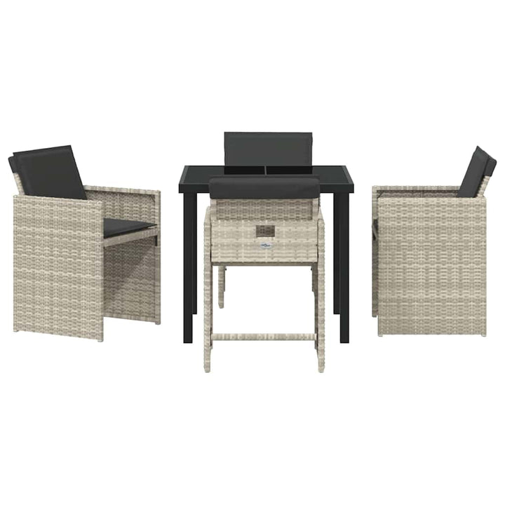 Have Spisebordssæt med pude 5 pcs Lysegrå polyrattan