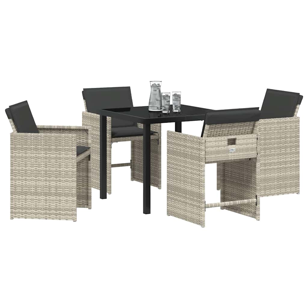 Have Spisebordssæt med pude 5 pcs Lysegrå polyrattan