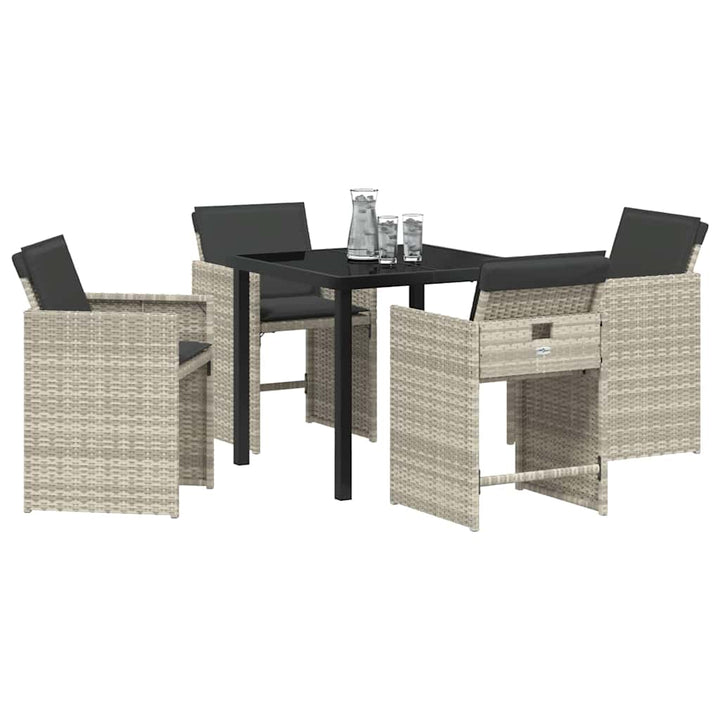 Have Spisebordssæt med pude 5 pcs Lysegrå polyrattan