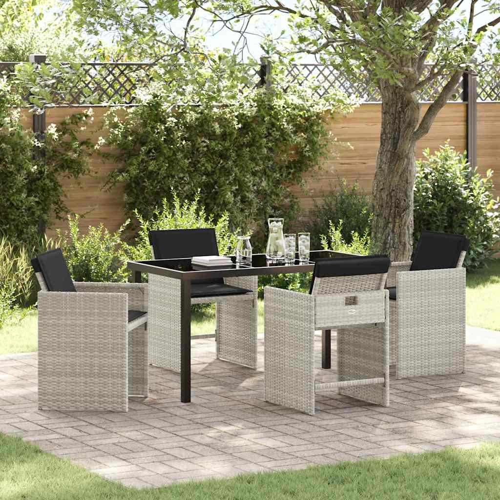 Have Spisebordssæt med pude 5 pcs Lysegrå polyrattan