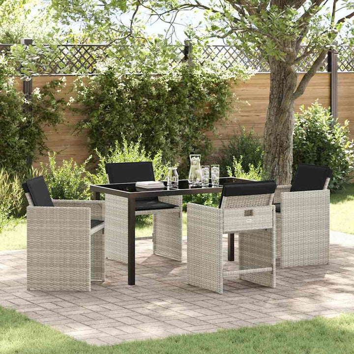 Have Spisebordssæt med pude 5 pcs Lysegrå polyrattan