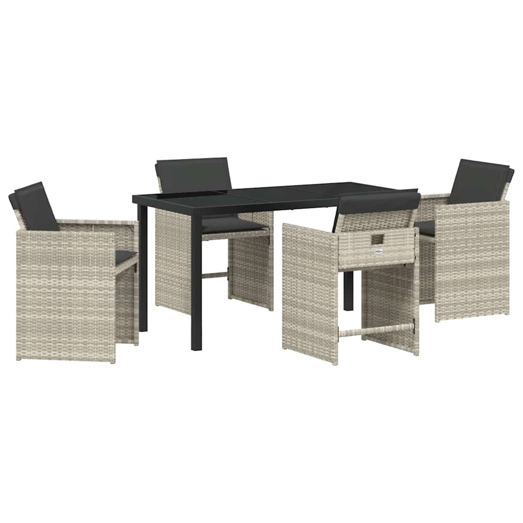 Have Spisebordssæt med pude 5 pcs Lysegrå polyrattan