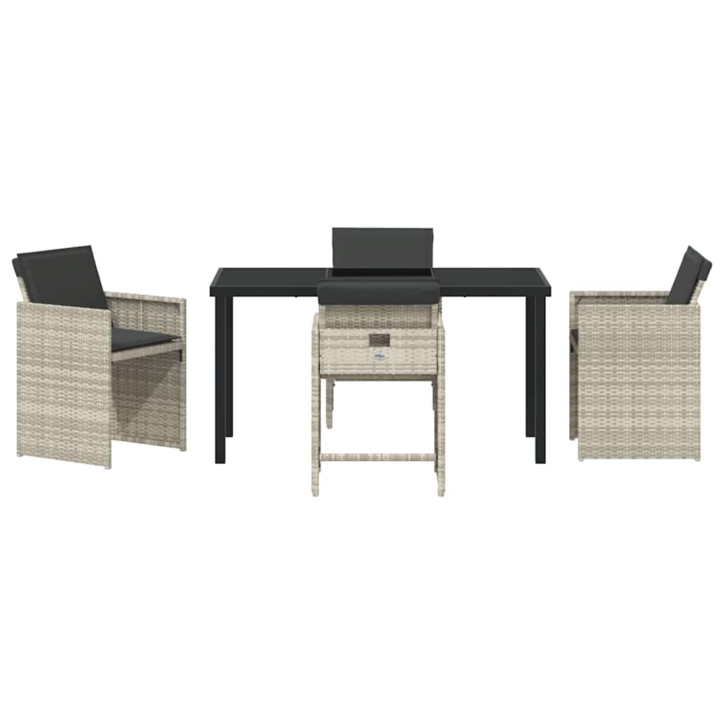 Have Spisebordssæt med pude 5 pcs Lysegrå polyrattan