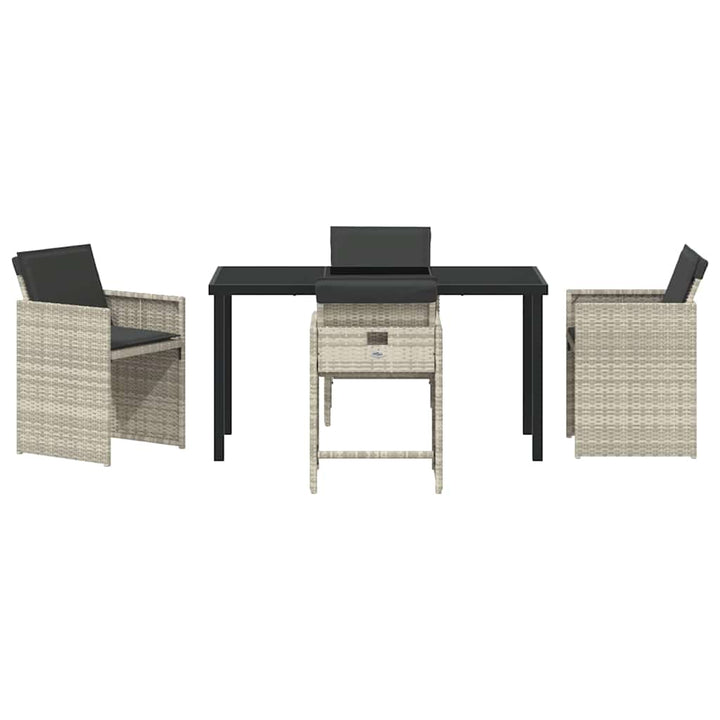 Have Spisebordssæt med pude 5 pcs Lysegrå polyrattan