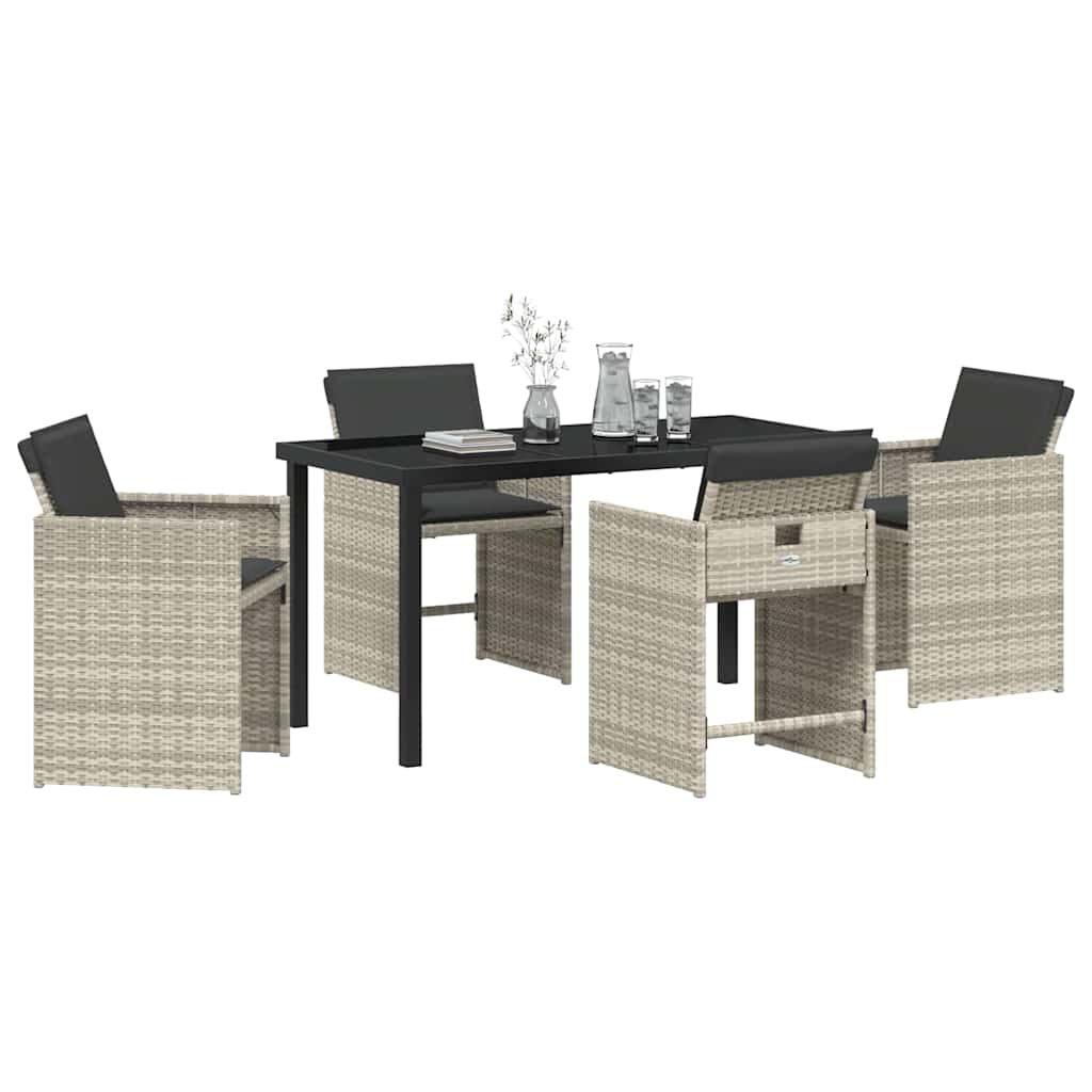 Have Spisebordssæt med pude 5 pcs Lysegrå polyrattan