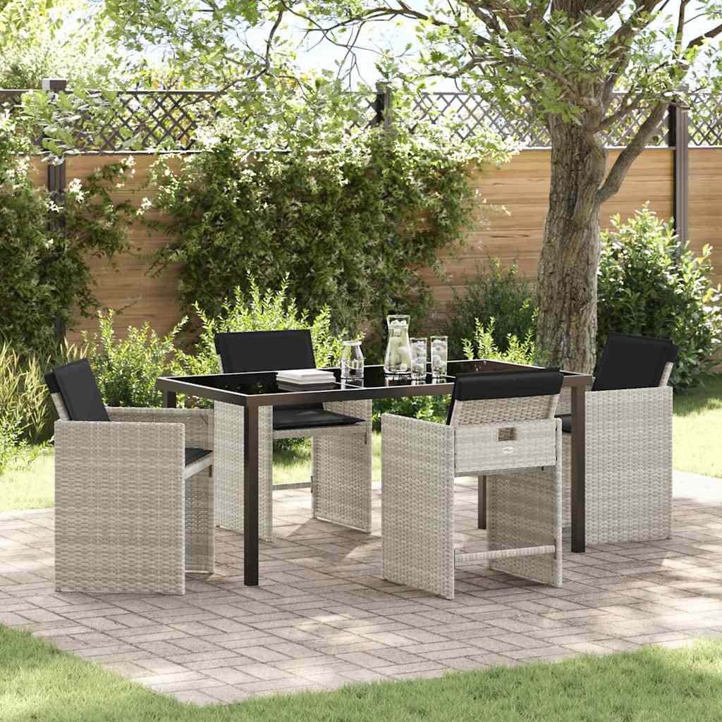 Have Spisebordssæt med pude 5 pcs Lysegrå polyrattan