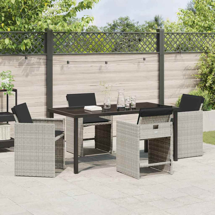 Have Spisebordssæt med pude 5 pcs Lysegrå polyrattan