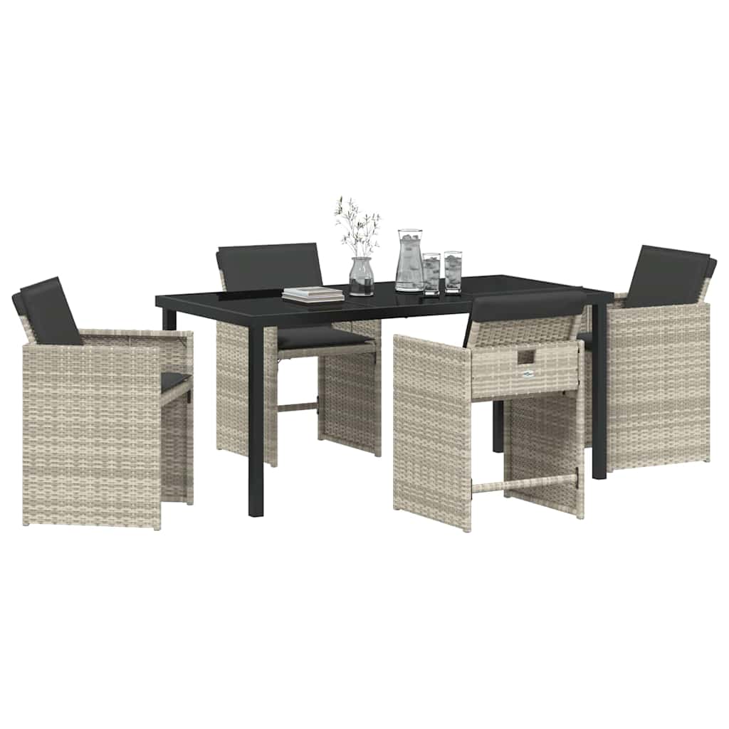 Have Spisebordssæt med pude 5 pcs Lysegrå polyrattan