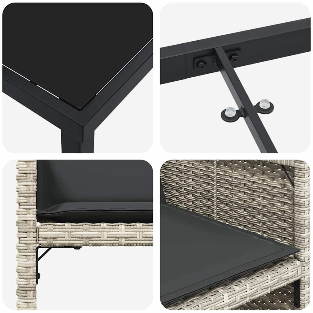 Have Spisebordssæt med pude 9 pcs Lysegrå polyrattan