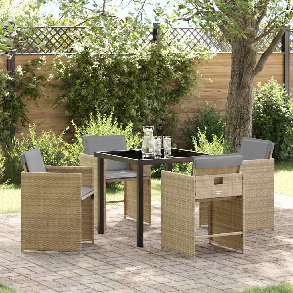 Have Spisebordssæt med pude 5 pcs Beige polyrattan