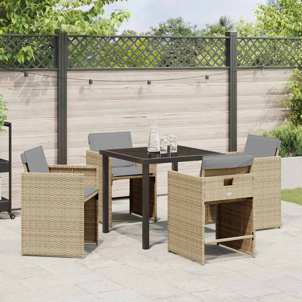 Have Spisebordssæt med pude 5 pcs Beige polyrattan