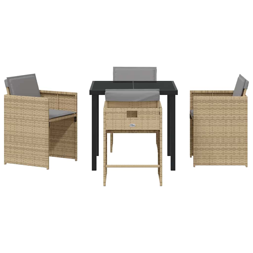 Have Spisebordssæt med pude 5 pcs Beige polyrattan
