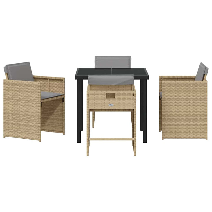 Have Spisebordssæt med pude 5 pcs Beige polyrattan