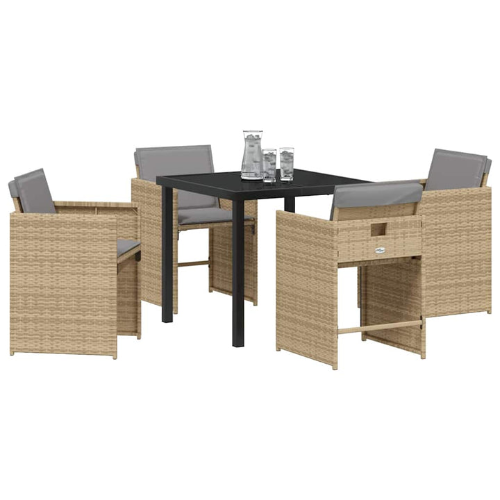 Have Spisebordssæt med pude 5 pcs Beige polyrattan