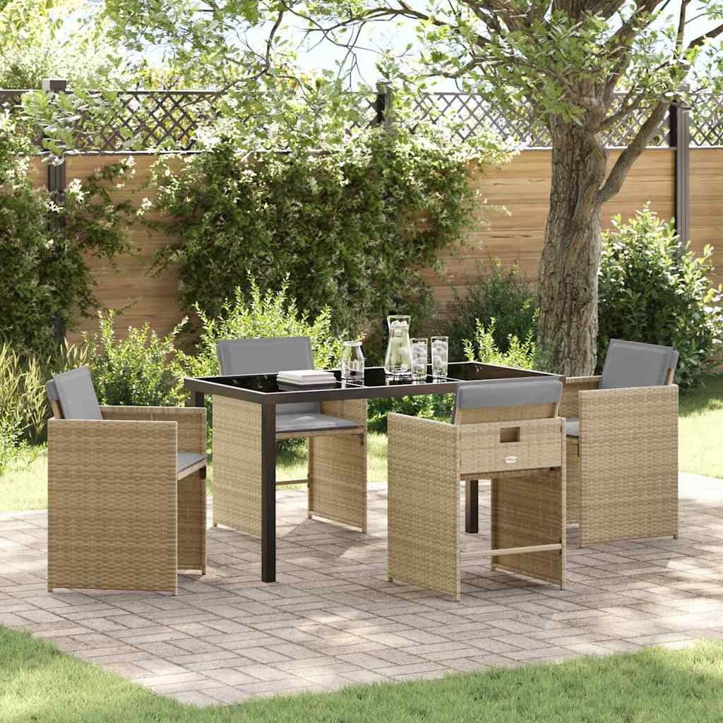 Have Spisebordssæt med pude 5 pcs Beige polyrattan