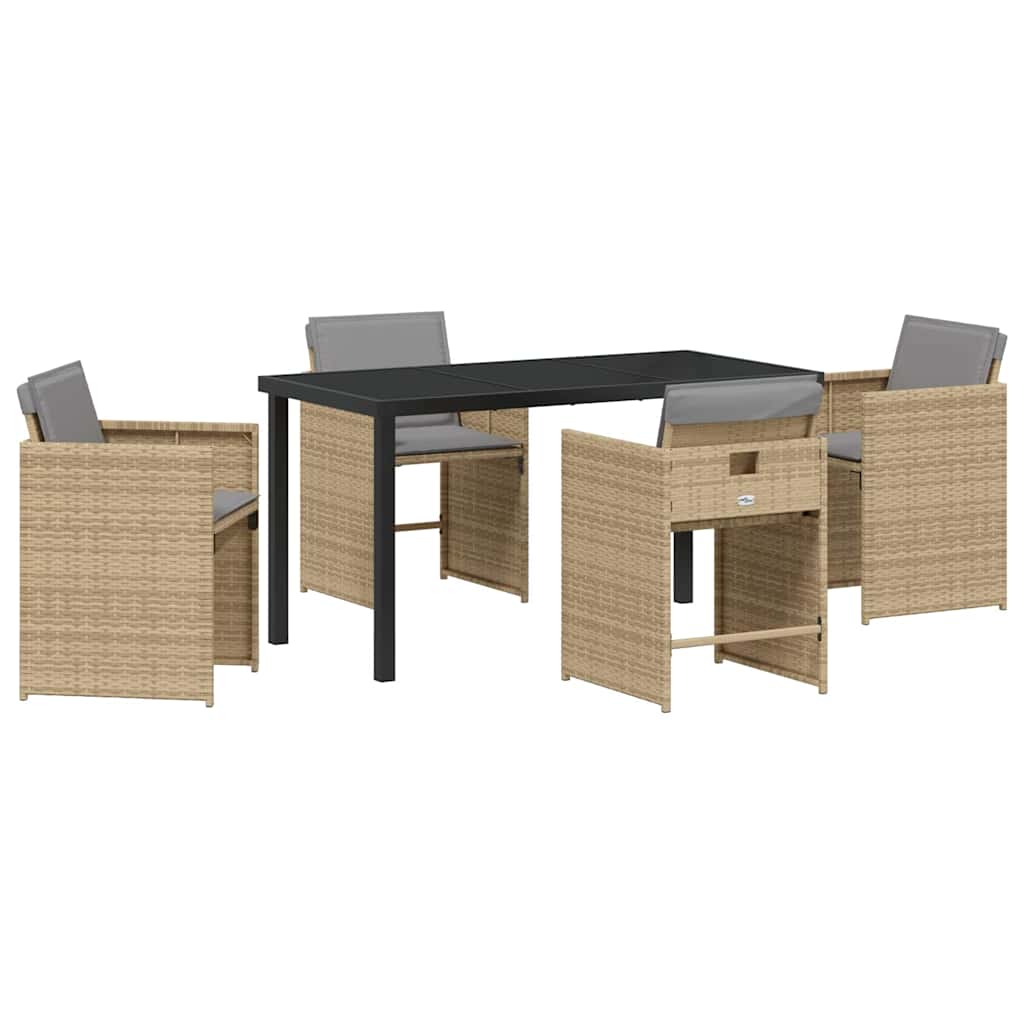 Have Spisebordssæt med pude 5 pcs Beige polyrattan