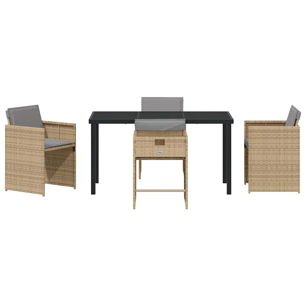 Have Spisebordssæt med pude 5 pcs Beige polyrattan