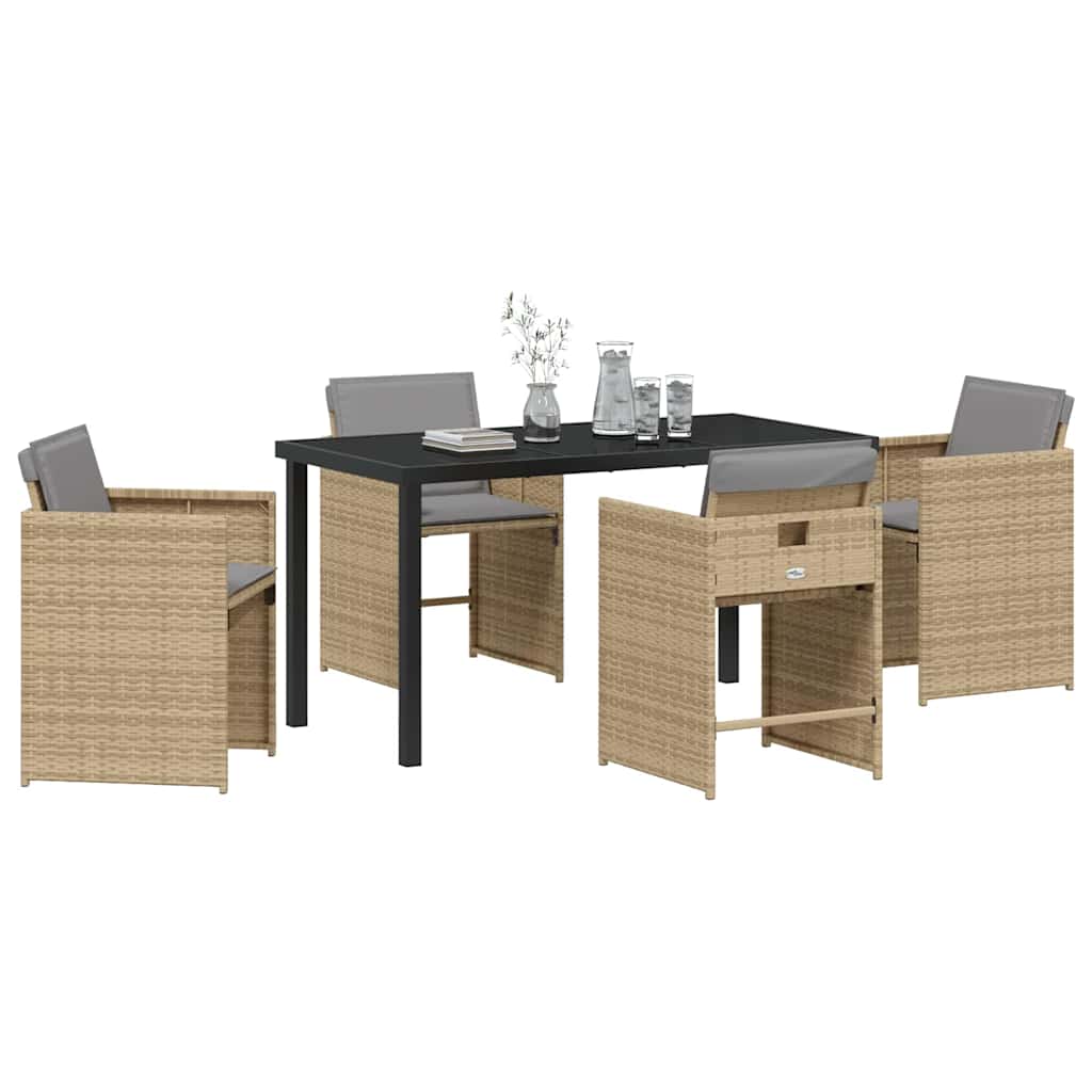 Have Spisebordssæt med pude 5 pcs Beige polyrattan