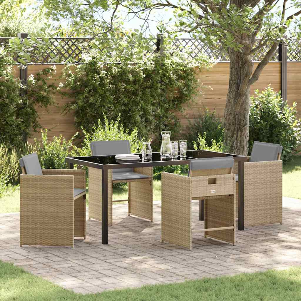 Have Spisebordssæt med pude 5 pcs Beige polyrattan