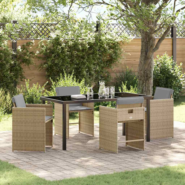 Have Spisebordssæt med pude 5 pcs Beige polyrattan