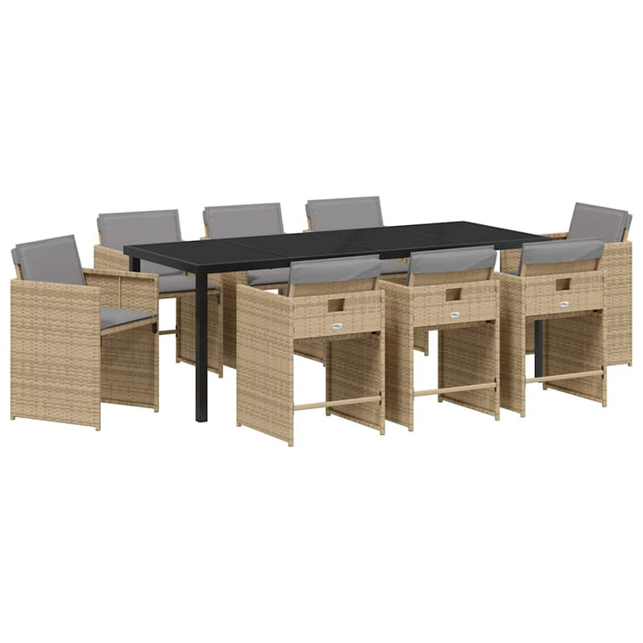 Have Spisebordssæt med pude 9 pcs Beige polyrattan
