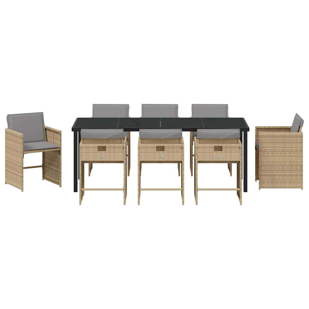 Have Spisebordssæt med pude 9 pcs Beige polyrattan