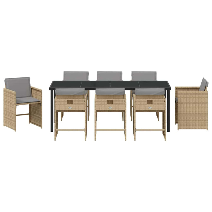 Have Spisebordssæt med pude 9 pcs Beige polyrattan