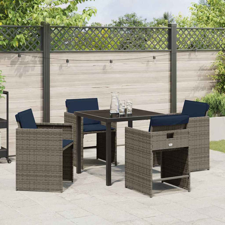 Have Spisebordssæt 5 stk. Grå polyrattan