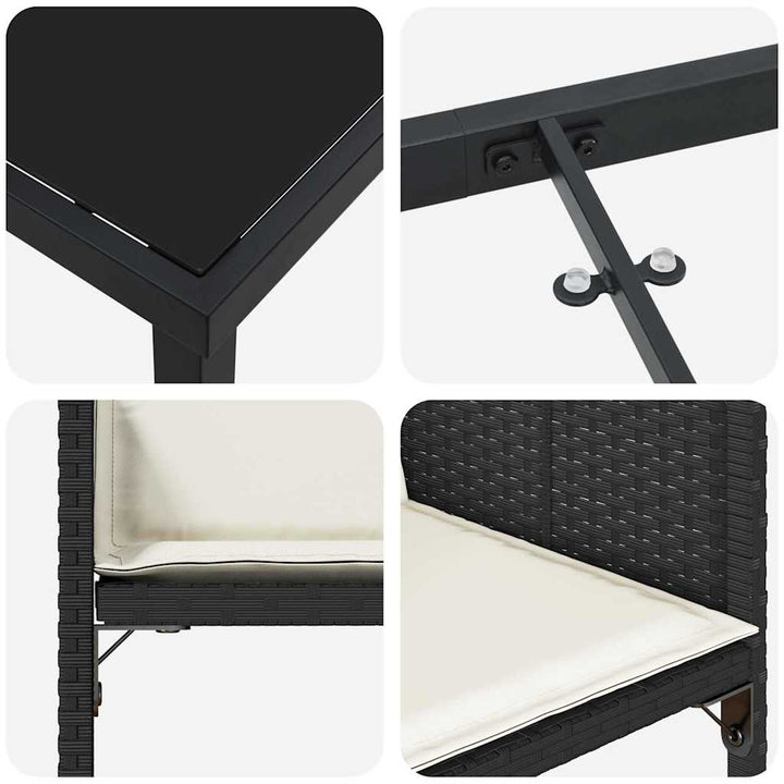 Have Spisebordssæt med pude 5 pcs Sort polyrattan