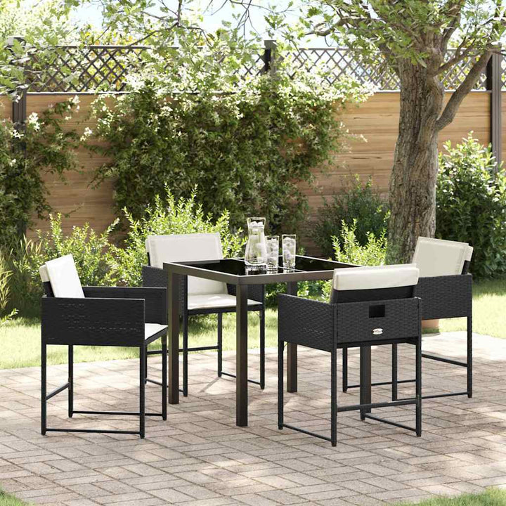 Have Spisebordssæt med pude 5 pcs Sort polyrattan