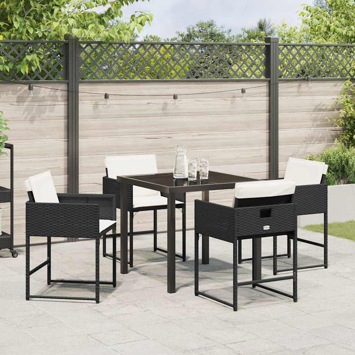 Have Spisebordssæt med pude 5 pcs Sort polyrattan