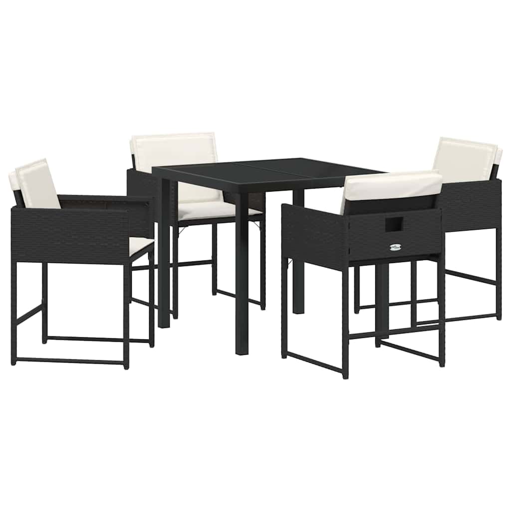 Have Spisebordssæt med pude 5 pcs Sort polyrattan