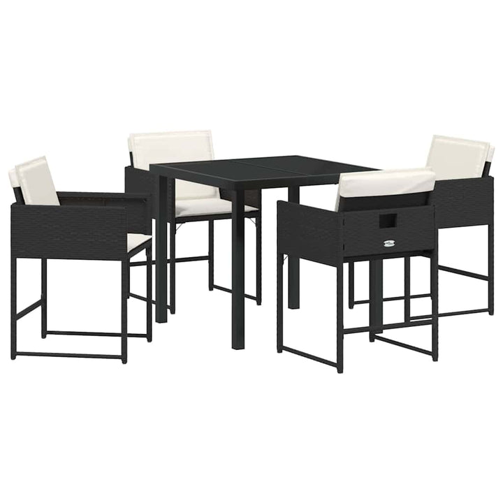 Have Spisebordssæt med pude 5 pcs Sort polyrattan