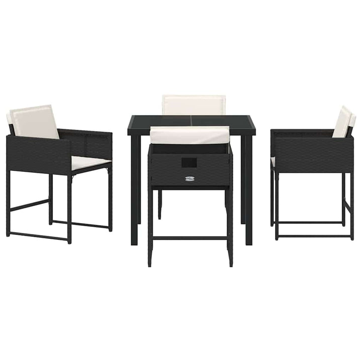 Have Spisebordssæt med pude 5 pcs Sort polyrattan