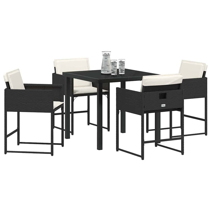Have Spisebordssæt med pude 5 pcs Sort polyrattan