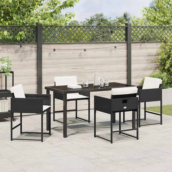 Have Spisebordssæt med pude 5 pcs Sort polyrattan