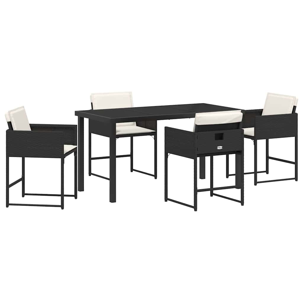 Have Spisebordssæt med pude 5 pcs Sort polyrattan