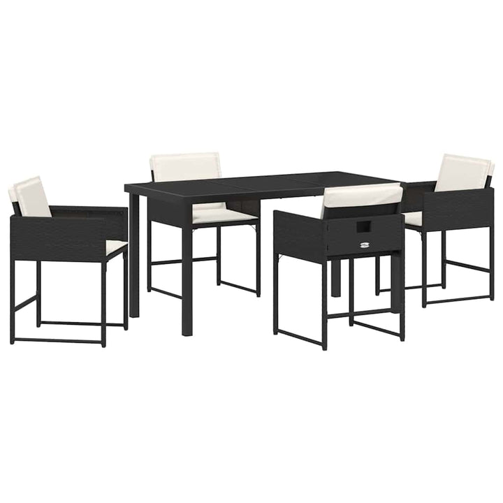 Have Spisebordssæt med pude 5 pcs Sort polyrattan