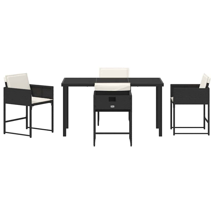 Have Spisebordssæt med pude 5 pcs Sort polyrattan