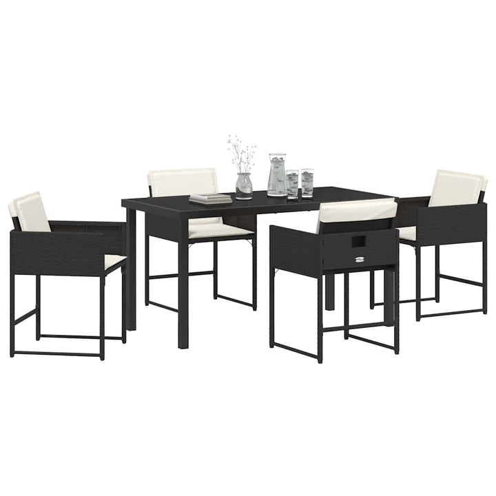 Have Spisebordssæt med pude 5 pcs Sort polyrattan