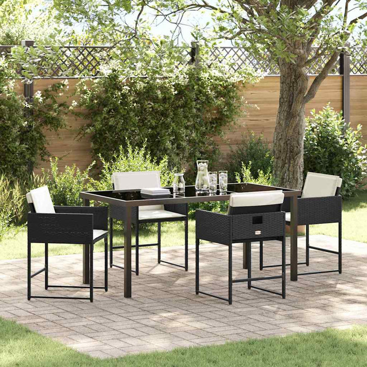 Have Spisebordssæt med pude 5 pcs Sort polyrattan